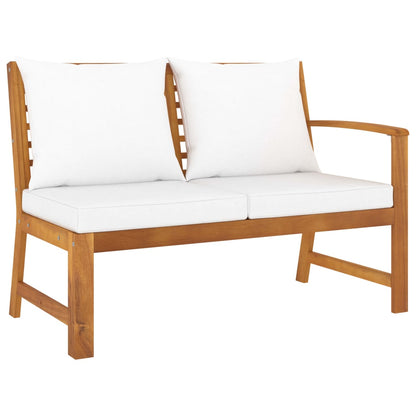 Five Piece Acacia Patio Lounge Set with White Cushions-4