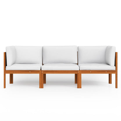 Three Seater Acacia Patio Sofa with Cushion-3
