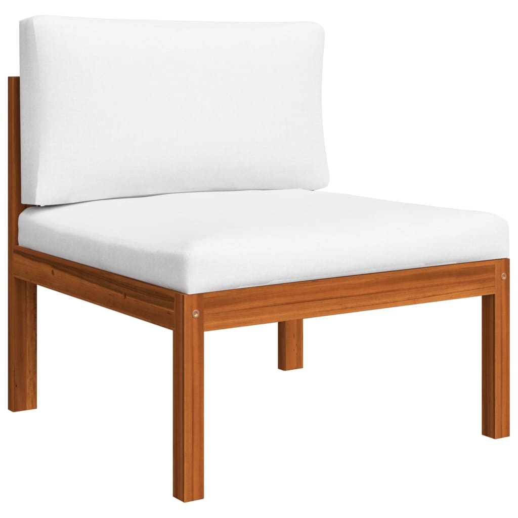 Three Seater Acacia Patio Sofa with Cushion-5