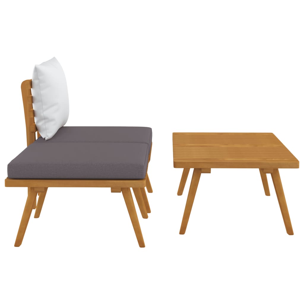 Three Piece Acacia Patio Set with Cushions-2