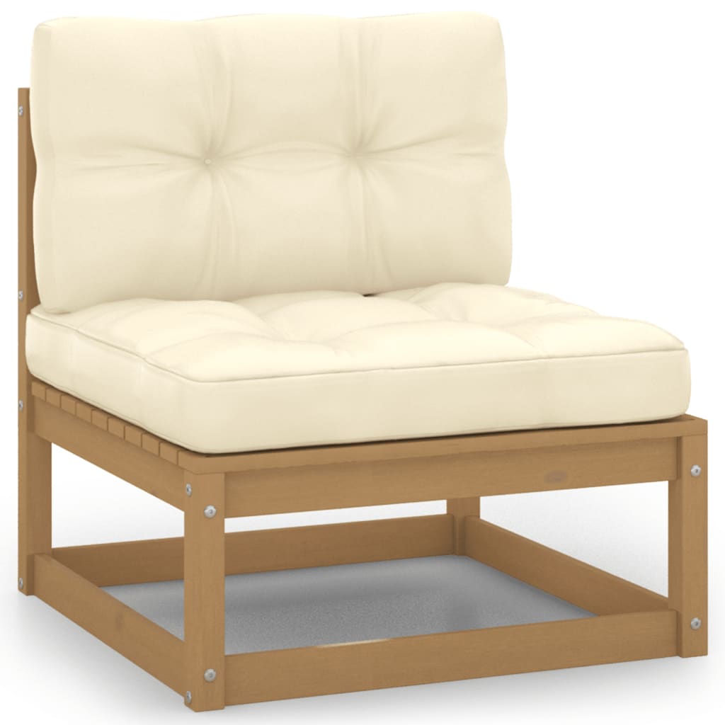 Nine Piece Pinewood Patio Lounge Set with Cushions-4