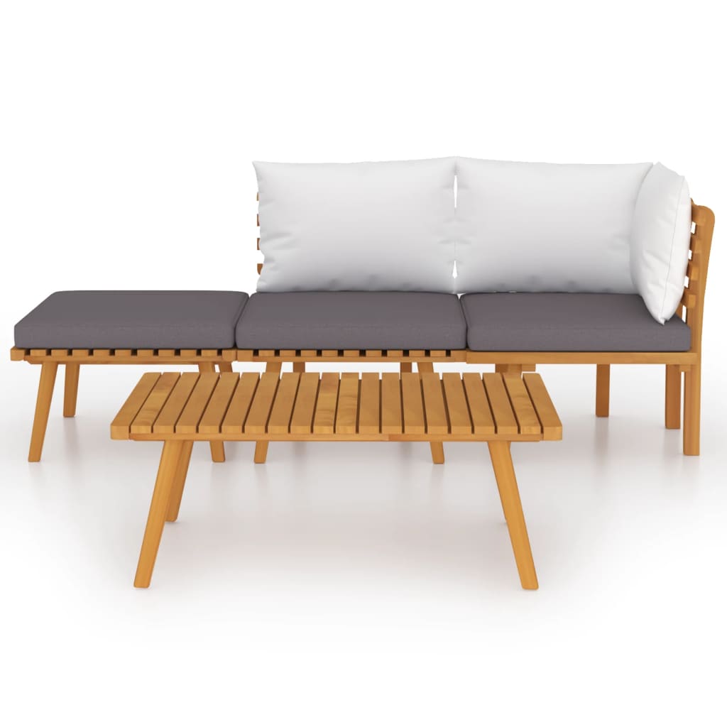 Four Piece Acacia Patio Set with Cushions-2