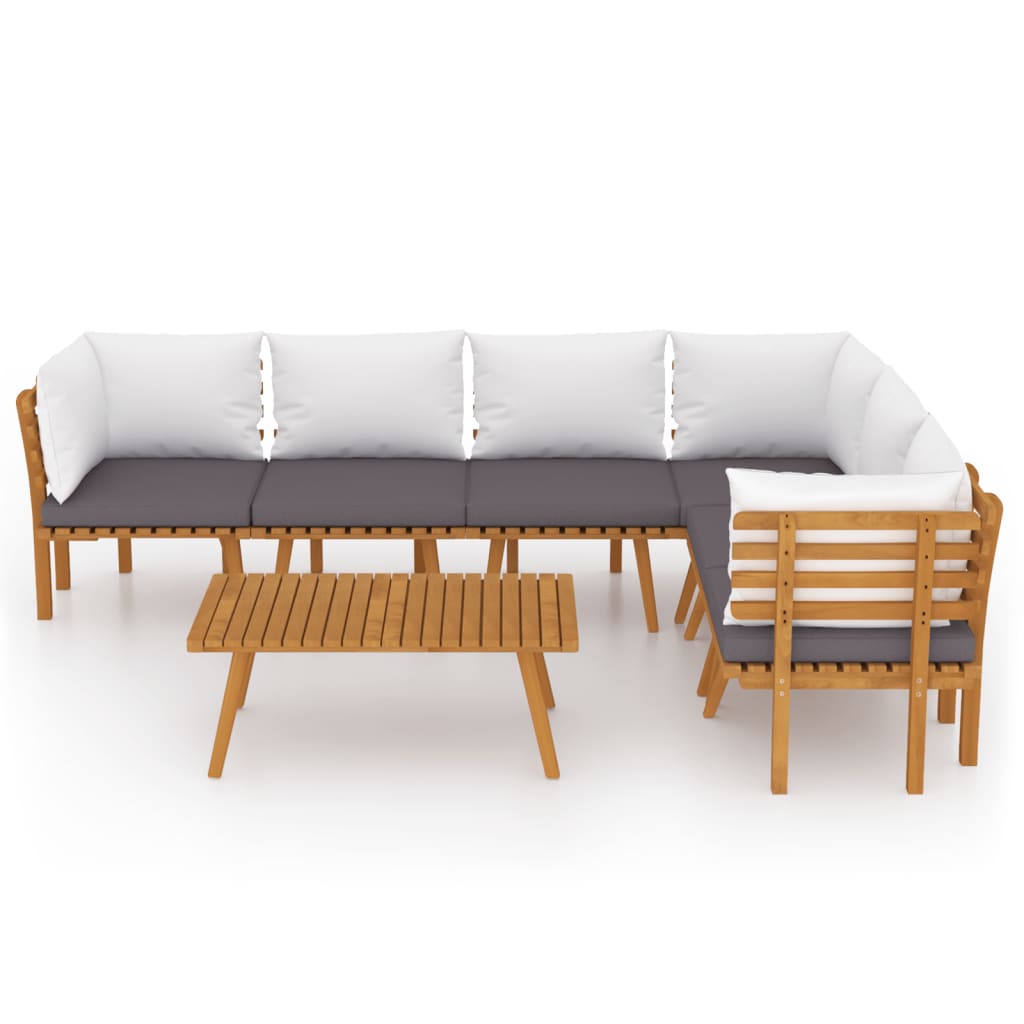 Seven Piece Acacia Patio Lounge Set with Cushions-1