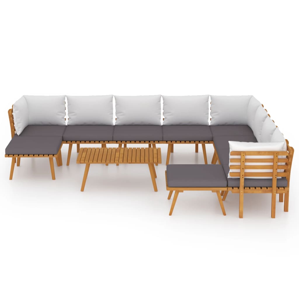 Eleven Piece Acacia Patio Lounge Set with Cushions-1