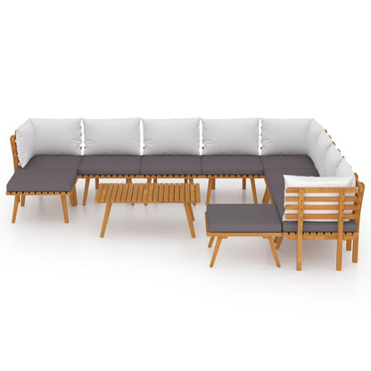 Eleven Piece Acacia Patio Lounge Set with Cushions-1