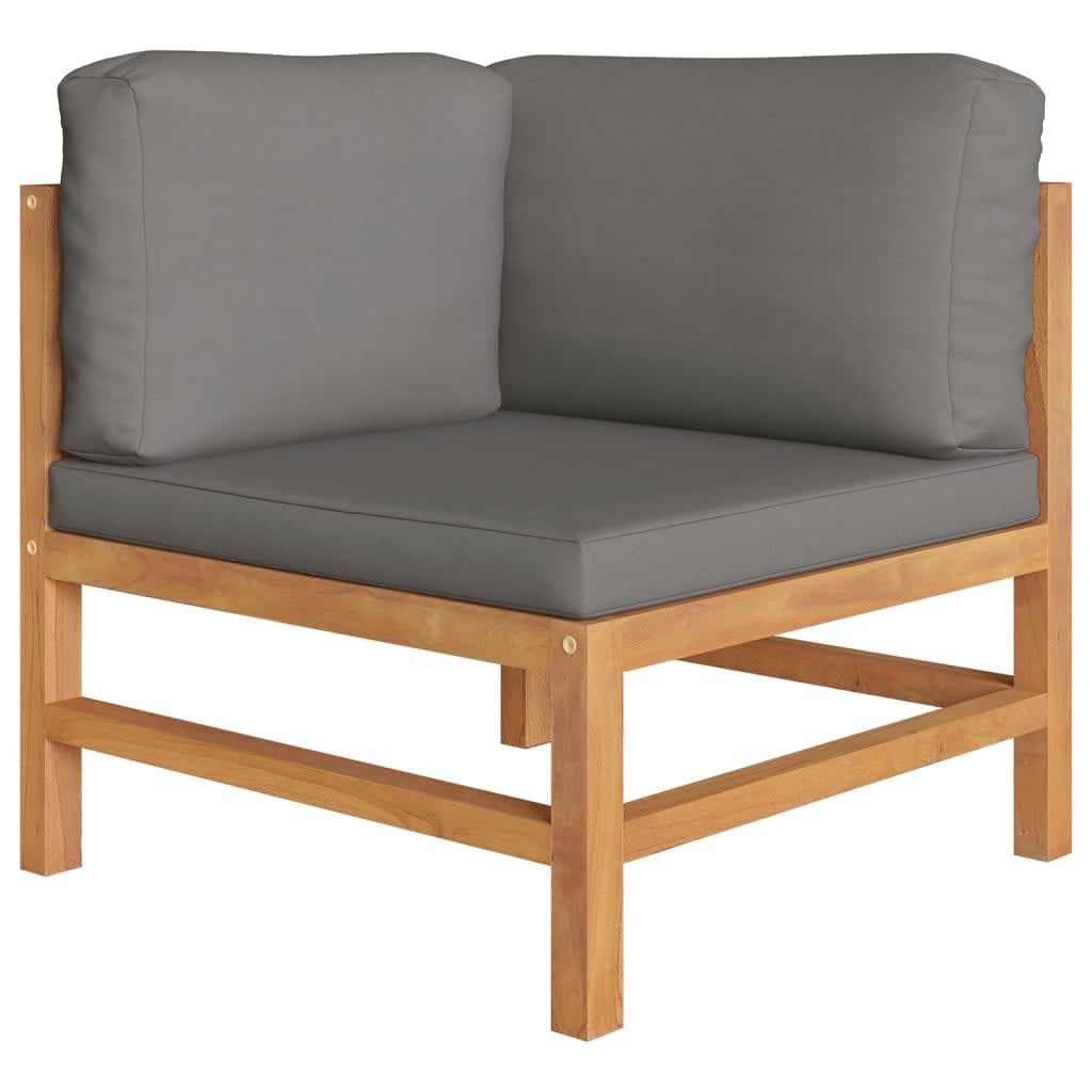 Six Piece Teak Patio Lounge Set with Gray Cushions-1