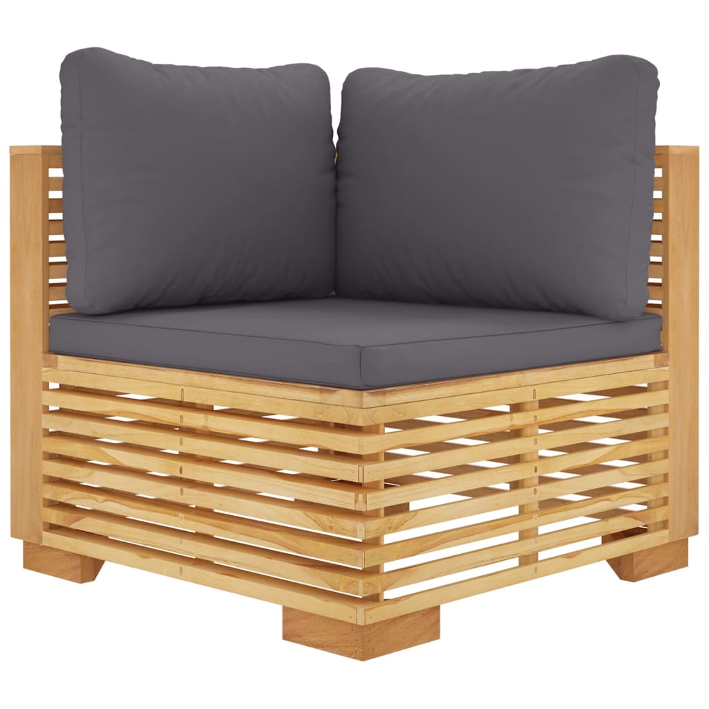 Five Piece Teak Patio Lounge Set with Cushions-2