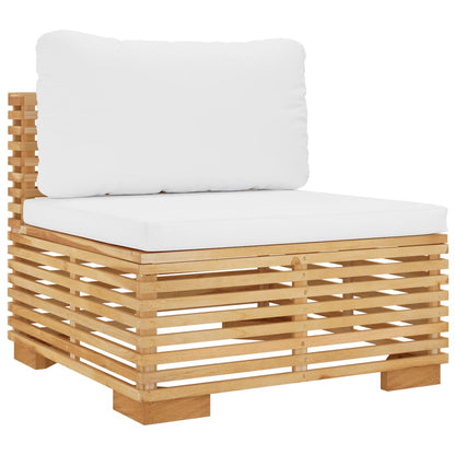 Nine Piece Teak Patio Lounge Set with White Cushions-2