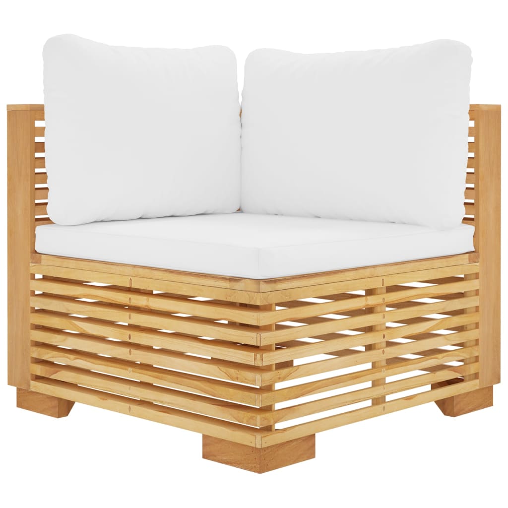 Nine Piece Teak Patio Lounge Set with White Cushions-3
