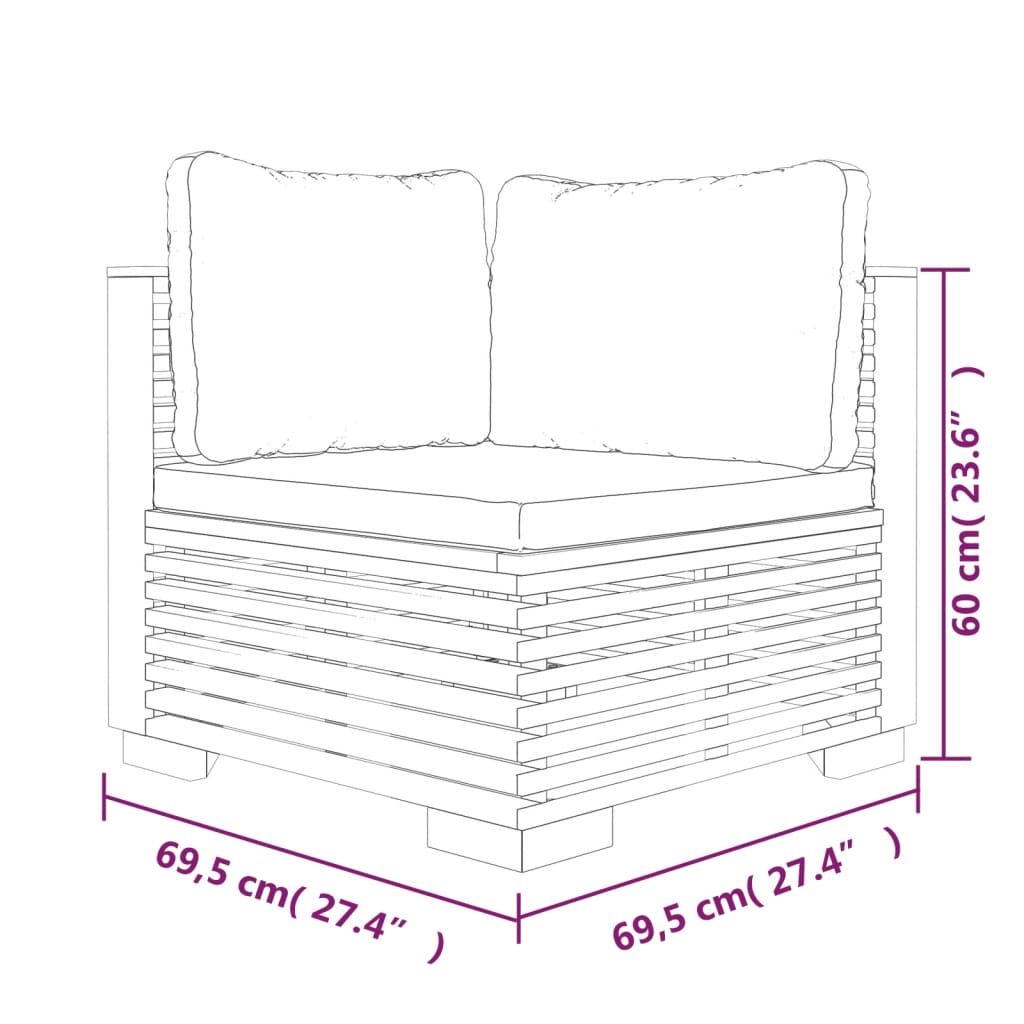Nine Piece Teak Patio Lounge Set with White Cushions-6