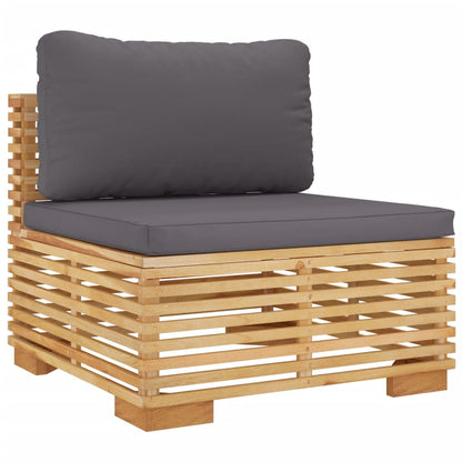 Ten Piece Teak Patio Lounge Set with Grey Cushions-2