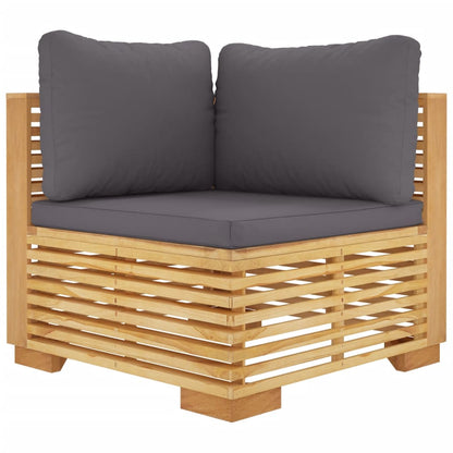 Ten Piece Teak Patio Lounge Set with Grey Cushions-3