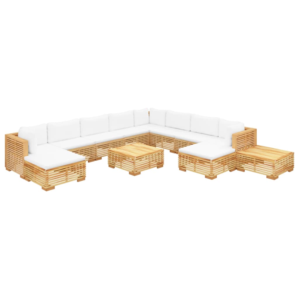 Twelve Piece Patio Lounge Set with White Cushions-1