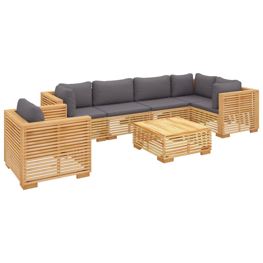 Seven Piece Teak Patio Lounge Set with Cushions-1