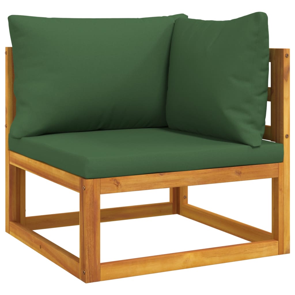Nine Piece Acacia Patio Lounge Set with Green Cushions-2