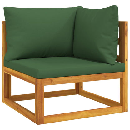 Nine Piece Acacia Patio Lounge Set with Green Cushions-2