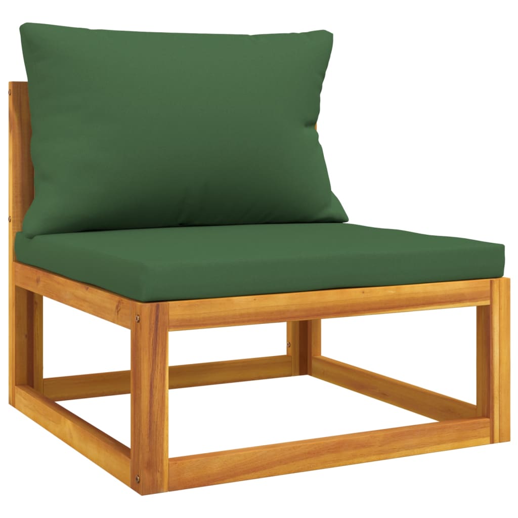 Nine Piece Acacia Patio Lounge Set with Green Cushions-3
