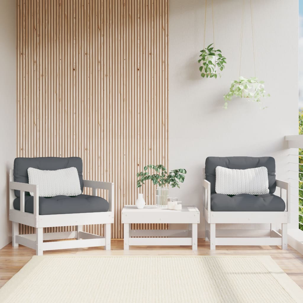 Pinewood Patio Chairs with Grey Cushions-0