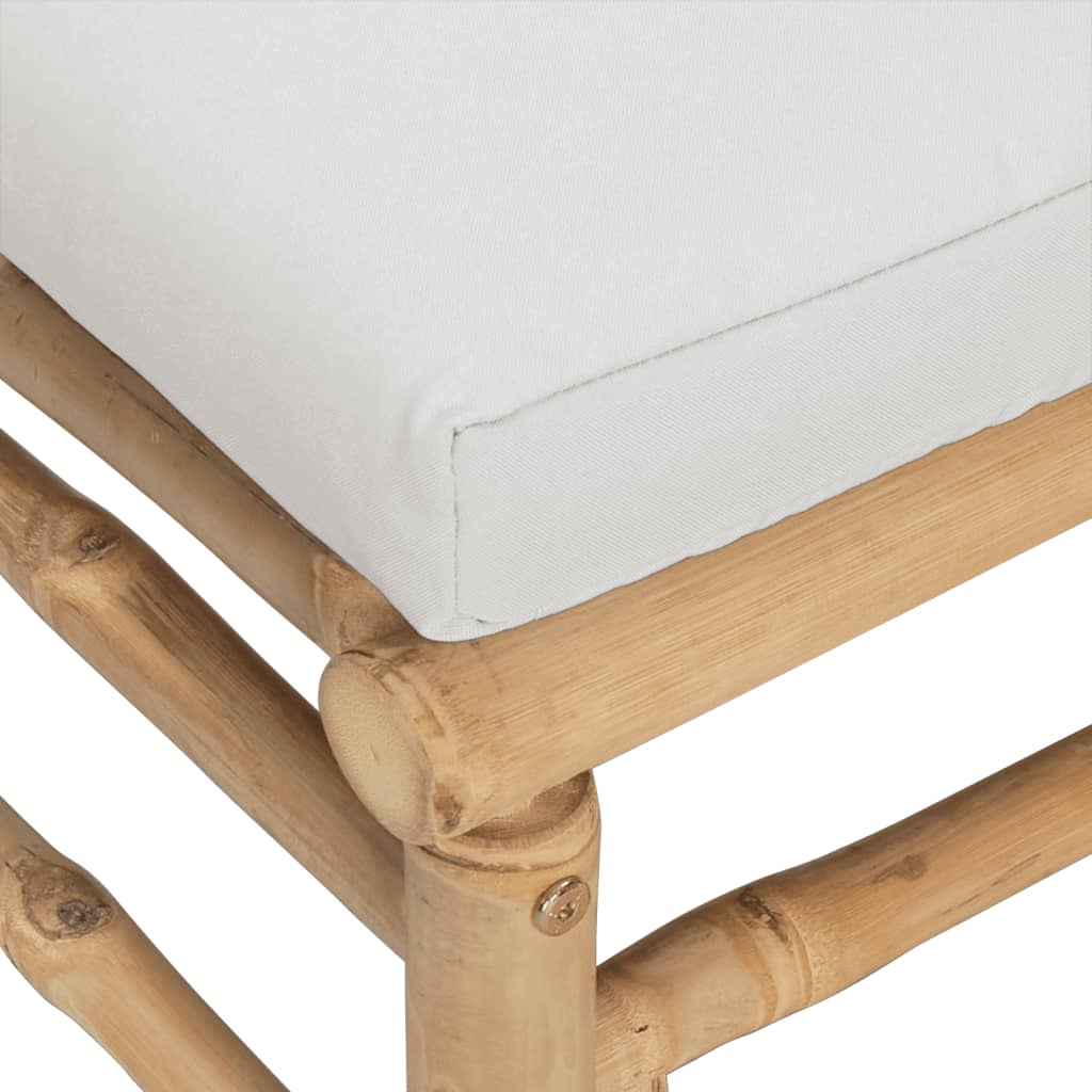Ten Piece Bamboo Patio Lounge Set with Light Gray Cushions-6