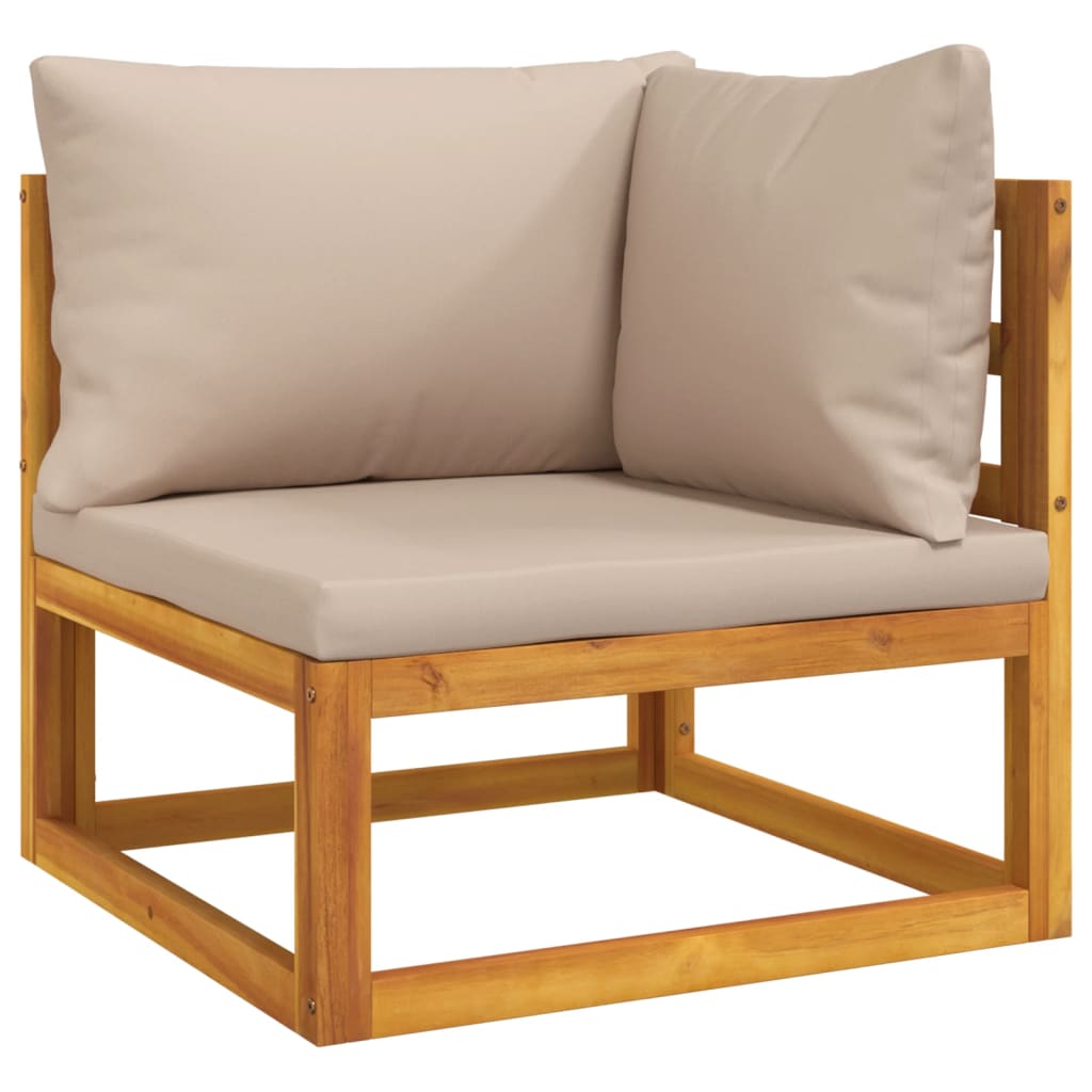 Six Piece Acacia Patio Lounge Set with Taupe Cushions-2